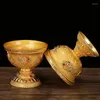 Decoratieve beeldjes vergulde gravure Boeddhism Bowl Ligering Tibetaans Tantrisch Holy Water Cup 10 cm groot formaat Boeddhistisch geschenk binnen bureaublad