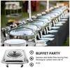 Servies Sets 4 Stuks Staal Buffet Keuken Houder Fruit Dienbladen Isolatie Metalen Plaat Roestvrij Serveerpan Banket Opwarming