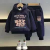 Kleidungsstücke Frühling Winter Kinder Kleidung für Kinder Mädchen Jungen Kapuze -Sweatshirt Hosen dick warm 2 bis 12 Jahre Teenager Anzüge