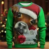 Heren Hoodies Christmas Elk Patroon Fashion 3D Printing Sweatshirt Casual Autumn and Winter Cotton Street Round Neck Pullover 2023