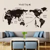 Black World Trip map Vinyl Wall Stickers for Kids room Home Decor office Art Decals 3D Wallpaper Living room bedroom decoration249P