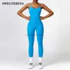 Yoga -Outfit Frauen Tracksuit Yoga Set Jumpsuits One -Stück Training Rompers Sportswear Fitness Set Sport Fitness Workout Frauen BodySuitl231221