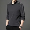 Herren-T-Shirts Frühling Herbst Herbst Männer Schlanker Streifen Langarm Sport T-Shirt koreanische Kleidung T-Shwear Mode männliche Reißverschluss TOPL CASH TOPL2404