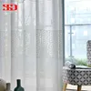 Vorhang weiße geometrische Fenster Tüll Vorhang für Wohnzimmer Moderner Voile -Vorhang für Schlafzimmer Jalousien Liner Küche Single Panel 2109