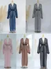Abbigliamento etnico Fashioni lucido in tessuto Spegnere Daimonds Open Kimono con tela Kuwaiti islamica Dubai saudita donna marocchina kaftan