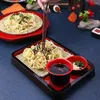 Yemek takımı setleri ahşap bardaklar soğuk erişte tabak bambu mat soba yemek restoranı tabak Japon tarzı dikdörtgen