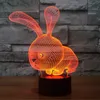 3D Cartoon Rabbit Night Light Touch Table Desk Optical Illusion Lamps 7 Color Changing Lights Home Decoratie Xmas verjaardag cadeau198e