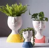 Konstporträtt Flower Pot Vase Sculpture Harts Human Face Family Flower Pot Handmiterad trädgård Förvaring Flower Arrangement Hem Dekor 26658247