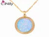 Cinily Green Blue Fire Opal Stone Necklaces Pendants Yellow Gold Color Oval Dangle Charm Luxury Large Vintage Jewelry Woman6904352