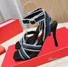 Denim High Heeled Sandals Heels Slingback Womens Sandaler Pumpar Oval D Plack Mules Summer 8.5cm Kitten Heel Party Dress Shoes Designer Designer