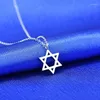 Pendant Necklaces Women Silver Color Hexagram Necklace Wedding Jewelry Set Boucle D'oreille Jewish Star Of David Choker Earring Sets