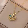 Anhänger Halsketten Mode CZ Zirkon Mama Mama Herz Halskette Edelstahl Kette Edlen Schmuck Geschenke für Muttertag