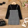 Robes de fille 2pcs Toddler Girl Girl Classic Grid Hanging Strap Suit-Dress-Dress