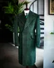 Men's Corduroy Notched Lapel Tuxedo Jacket Double Breasted Blazer Long Coat Wedding Prom Dress Custom 231221