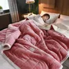Koraal fleece herfst winter warme dekens voor bed 3 lagen dikker flanellen deken quilt soft soft comfortabele warmte quilts wasbaar 231221