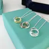 2024 Designer t Family S925 Silver Women's Circle Rose Gold 1837 Double Ring Necklace Fashionable and Versatile Personalized Simple