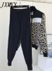 Dressit kobiety Leopard Knit Zip Cardigan Topsplants Suit 2pcs Zestawy Kurtka z długim rękawem Kobieta Kobieta swobodne sweter Suits 231220