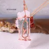 Colliers pendants Crystal blanc Natural Big Reiki Chakra Tree of Life Couleur Gol Rose Couleur à la main Fil Endus de la chaîne 18 "K2030