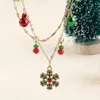 Pendant Necklaces Christmas Bells Snowflake Necklace Clavicle Chain Double Alloy Women's Jewelry Fashion Accessories For Women