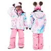 Gilrs Skiing Suits Kids Ski Sets Winter Waterproof Windproof Kids Ski Jacket Outdoor Warm Hooded Snowboard Sports Suits 231220