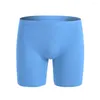 Cuecas sexy homens seda gelo longa perna boxer briefs u convexo grande bolsa roupa interior shorts troncos adolescente respirável boxers planos