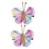 Accessoires pour cheveux 2 pièces/ensemble pince papillon dégradé flocage épingle à cheveux avec couvre-chef doré bébé fille enfants couleur arc-en-ciel