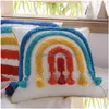 Cushion/Decorative Pillow Pillow Rainbow Decoration Er Morocco Style Colorf 45X45Cm/30X50Cm Tassels Handmade Home Decorative Drop Deli Dhkdu