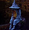 Witch Ghoul sittande staty Solar Light Crafts Harts Ornament för Home Garden Courtyard Decoration 2021 Q081164758222487728