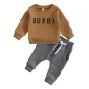 Ensembles de vêtements pour bébés garçons, pantalons, manches longues, col ras du cou, lettres imprimées, taille élastique, pantalons de survêtement, vêtements pour nourrissons