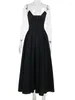 Casual Dresses Mozision Elegant Spaghetti Strap Backless Maxi Dress for Women Fashion Black Off-Shoulder Sleeveless A-Line Club Party