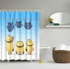 Waterdichte polyester stof 3D cartoon badkamer douche gordijnen gele minions black -out badkamer gordijnen lang 180x200 cm y2001086854241