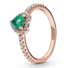 Authentieke 925 Sterling Zilver Verhoogde Rood Groen Blauw Roze Hart Ring Met Kristal Voor Vrouwen Verjaardagscadeau Populaire Sieraden