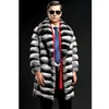Manteau de fourrure pour hommes imitation vison longueur moyenne hiver imprimé zèbre à la mode et décontracté 231220