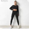 Set attivi Set da donna senza cuciture Tinta unita Abbigliamento fitness Vita alta Legging Abbigliamento sportivo Completo sportivo per donna Set da palestra per yogaL231221