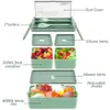 Двухслойный портативный ланч-бокс для детей с вилкой и ложкой, микроволновая печь, коробки для бенто, набор посуды, контейнер для хранения еды 231220