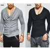 Men's T-Shirts Men long sleeve t shirt cowl neck loose men t-shirt hip hop streetwear funny t shirts clothingL2312.21