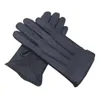 Winter Men's Deerskin Gloves Wrist Fashion Genuine Deerskin Gloves Wool Lining Machine Sewing Warm Driving Riding Col 231221