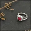 Anelli di banda Dy Designer Selling Rings Band Women Luxury Twisted Two Color Cross Pearls Vintage Ring 925 Sterling Sier Diamond Wedding DHHCQ DHHCQ