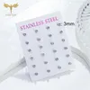 Stud -oorbellen witte kristallen zirkonen set voor mannen vrouwen minimalistische eenvoudige studs roestvrijstalen oor piercing sieraden groothandel 12 paren