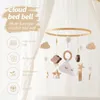 Baby Wooden Cloud Pendant Bed Bell Mobile Hanging Rattles Toy Hanger Crib Mobile Bed Bell Wood Toy Holder Arm Bracket Kid Gifts 231221