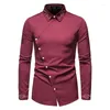 Men's Casual Shirts 2023 Solid Color Shirt Hollowed Out Embroidered Asymmetrical Long Sleeved European Size Denim