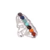 With Side Stones 7 Chakra Stones Bead Finger Rings Reiki Nce Meditation Healing Point Charm Adjustable Yoga Hollow Flower Women Ring D Dhfcg