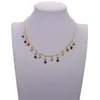 Goud vergulde regenboog CZ Drop Charm ketting 2019 Nieuwe helder kleurrijke mode sieraden choker statement kraag kettingen305y