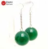 Dangle Earrings Qingmos Trendy Natural Jades Earring For Women With 18mm Round China Red Stone Fine Jewelry 2.5'' Ear501