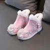 Stiefel bestickt Tuch Prinzessin Mädchen Winter Plüsch warme Schuhe des Jahres Vintage Hanfu bequeme Wohnungen ethnische gepolsterte Botas