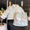 Clothing Sets Vintage Warm Winter Fashion Girls Princess Clothes Set Baby Kids Children Long Sleeve Coat Tops Skirts 2pcs Sweet Suits