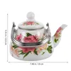 Dinnerware Sets Enamel Tea Kettle For Stovetop Vintage Floral Pattern Teakettle With Infuser