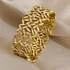 Flashbuy Chunky Gold Color Charm Liść szerokie stalowe bransoletki dla kobiet mężczyzn design nadgarstka wodoodporna biżuteria 231221