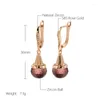 Kolczyki Dangle 585 Rose Gold Glass Ball Drop Deep Red Football Cut Blue Crystal Hang Ear Long Lady Party Niezwykła biżuteria