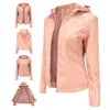 0c409m95 European and American Oversized Womens Leather Faux Jacket Velvet Hooded Autumn/winter Short Coats Warm Leisure